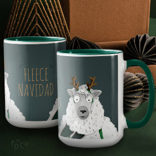 Festive Fun 'Fleece Navidad' Sheep Turquoise Grey Mug