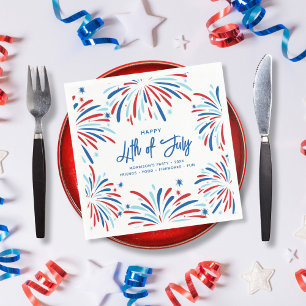 Festive Fun Patriotic Fireworks 4th of July Party Napkin