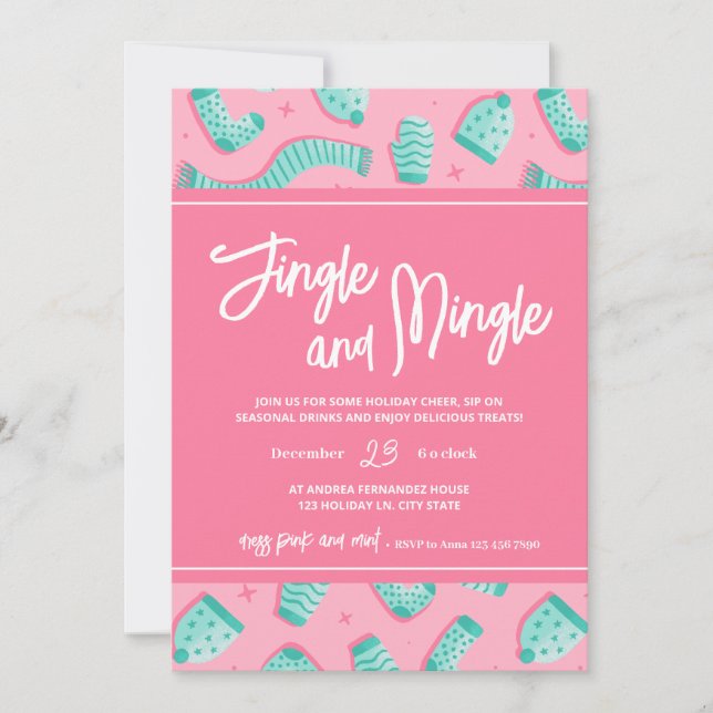 Festive Fun Pink Jingle Mingle Holiday Party (Front)