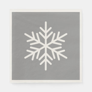 Festive Fun White Alpine Snowflake On Light Grey Napkin
