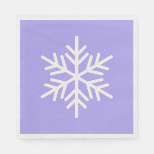 Festive Fun White Alpine Snowflake On Light Purple Napkin