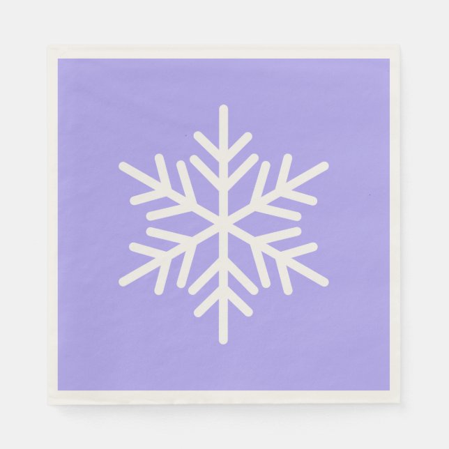 Festive Fun White Alpine Snowflake On Light Purple Napkin (Front)