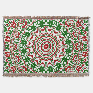 Festive Funky Trippy Groovy Christmas Kaleidoscope Throw Blanket
