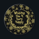 Festive Funny Black & Gold Inclusive Holiday Gift Favour Tags<br><div class="desc">This fun holiday gift tag is all inclusive with a humourous slant. It features a festive design with gold snowflakes on a black background and a tag that reads: Wishing You a Very Happy ChristmaSolsticHanukKwanzaa! Smooshing the words Christmas, Solstice, Hanukkah & Kwanza together into one silly word. The back has...</div>