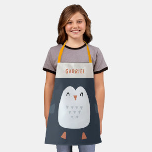 festive funny cute penguin personalized children's apron