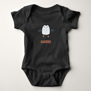 festive funny cute penguin personalized childrens baby bodysuit