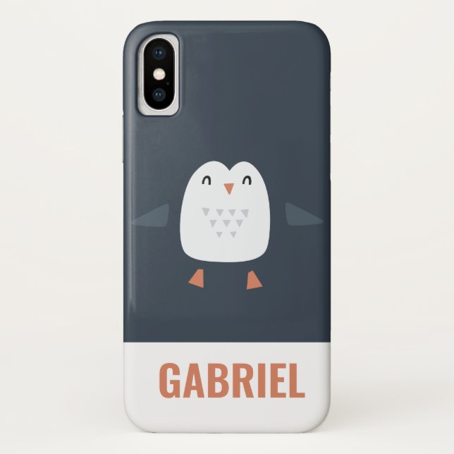 festive funny cute penguin personalized childrens Case-Mate iPhone case (Back)
