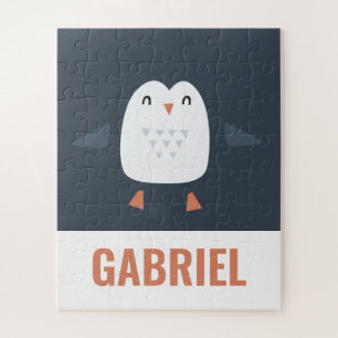 festive funny cute penguin personalized childrens jigsaw puzzle