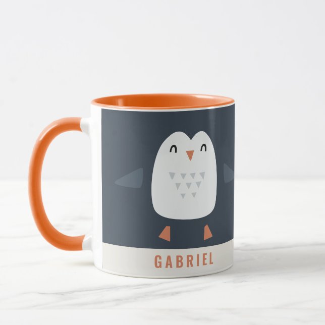 festive funny cute penguin personalized children's mug (Left)
