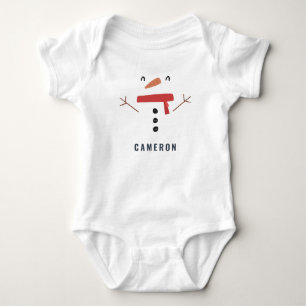 festive funny cute snowman personalized children's baby bodysuit