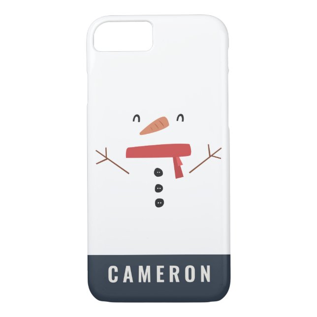 festive funny cute snowman personalized children's Case-Mate iPhone case (Back)