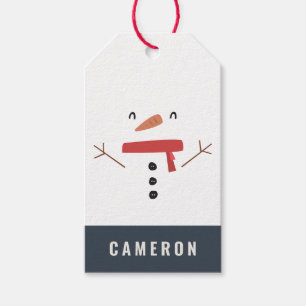 festive funny cute snowman personalized children's gift tags