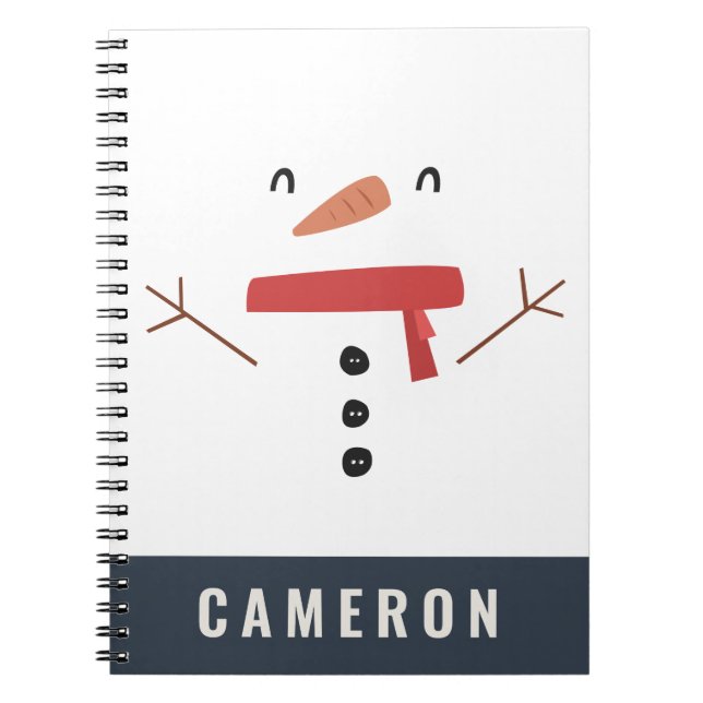 festive funny cute snowman personalized children's notebook (Front)