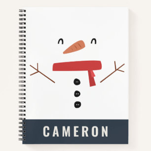 festive funny cute snowman personalized children's notebook