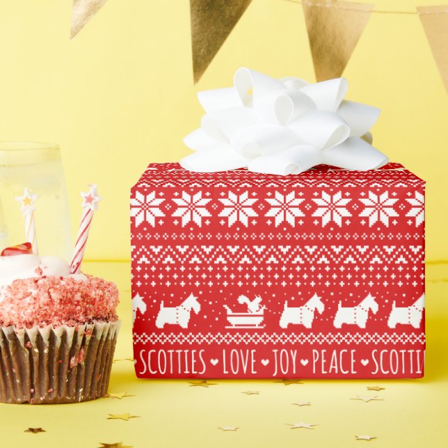 Festive Funny Scottish Terriers Christmas Holiday Wrapping Paper (Birthday Party)
