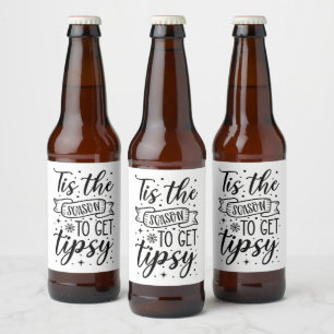 Festive funny tipsy drinking Season Beer Bottle Label