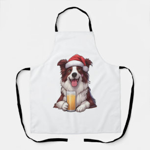 Festive Furry Grin Border Collie's Christmas Delig Apron