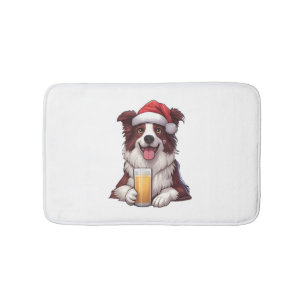 Festive Furry Grin Border Collie's Christmas Delig Bath Mat