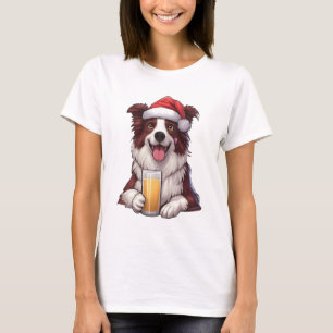 Festive Furry Grin Border Collie's Christmas Delig T-Shirt