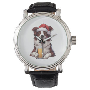 Festive Furry Grin Border Collie's Christmas Delig Watch