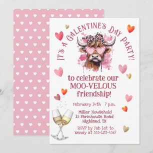 Festive Galentine's Day Hereford Cow Invitation