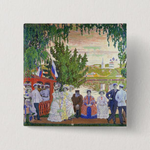 Festive Gathering, 1910 2 Inch Square Button