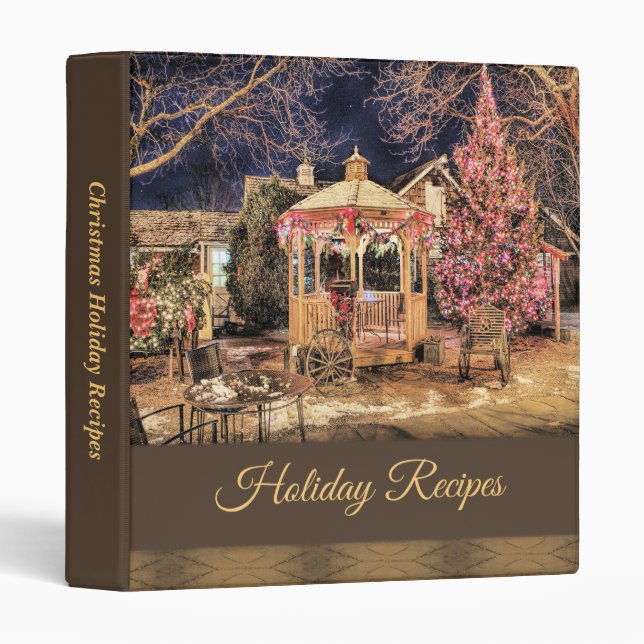 Festive Gazebo Christmas Holiday Recipe Binder (Front/Spine)