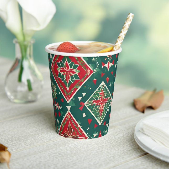 Festive Geometric Charm Christmas Paper Cup (Insitu)