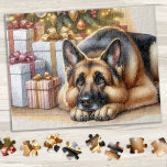 Festive German Shepherd Dog Lover Christmas Jigsaw Puzzle<br><div class="desc">Looking for a fun and engaging activity to share with your family this holiday season? Look no further than our jigsaw puzzle collection featuring adorable German Shepherds! As a dog lover, you'll adore the variety of designs we offer, including cute and cuddly puppies, lovable German Shepherds, and even scenes of...</div>