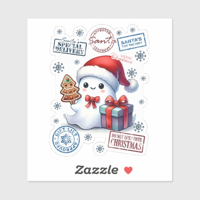 Festive Ghost Christmas Sticker (Sheet)