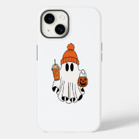 Festive Ghost with Pumpkin Basket & Iced Latte