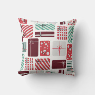 Festive Gift Boxes Seamless Pattern Throw Pillow