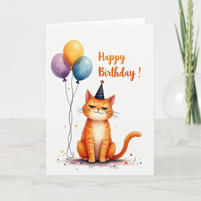 Festive Ginger Cat Card (Front)