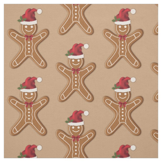 Festive Gingerbread Christmas Cookie Pattern Fabric (Swatch)
