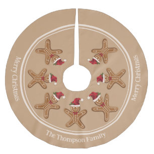 Festive Gingerbread Christmas Cookie With Text Brushed Polyester Tree Skirt