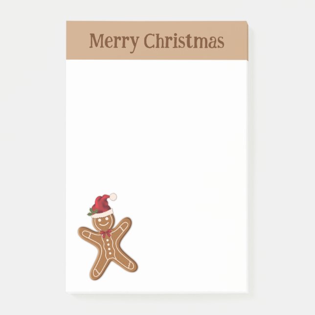 Festive Gingerbread Christmas Cookie With Text Post-it Notes (Front)