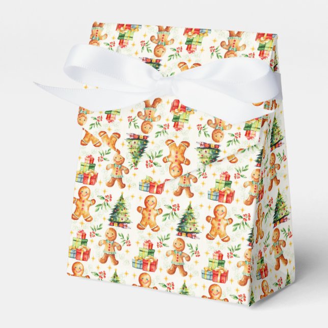 Festive Gingerbread Christmas  Favor Box (Front Side)
