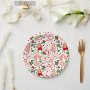 Festive Gingerbread Cookie Baby Shower Paper Plate