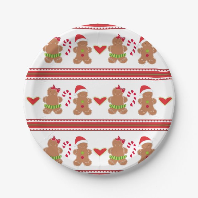 Festive Gingerbread cookies party paper plate (Front)
