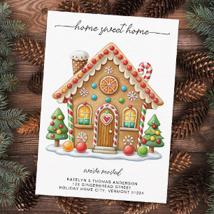 Festive Gingerbread Holiday Moving New Address Enclosure Card