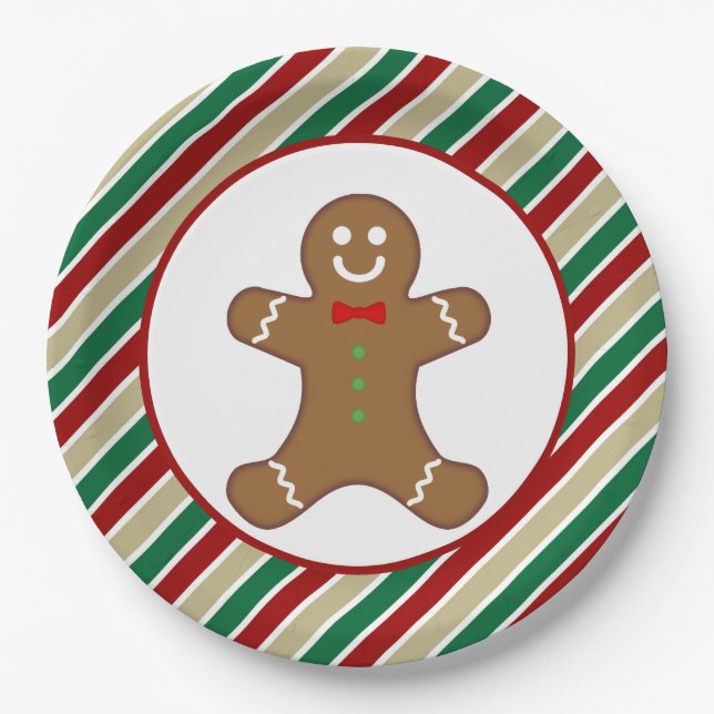 Festive gingerbread Holiday party Paper Plate (Front)
