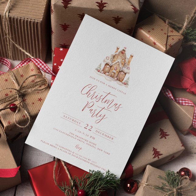 Festive Gingerbread House Christmas Party Invitation (Creator Uploaded)