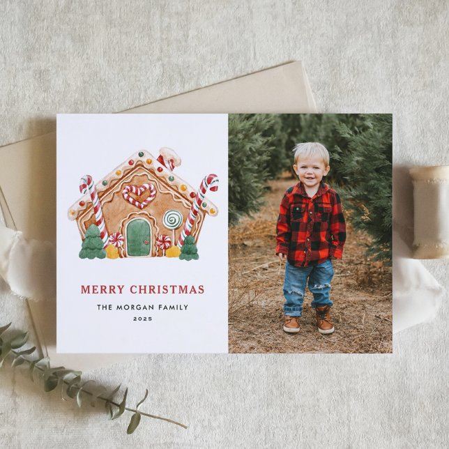 Festive Gingerbread House Photo Christmas Holiday Card (Creator Uploaded)