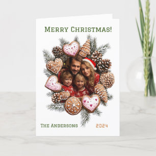 Festive Gingerbread Photo Personalized Christmas Holiday Card