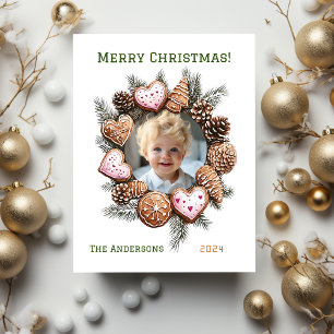 Festive Gingerbread Photo Personalized Christmas Holiday Postcard