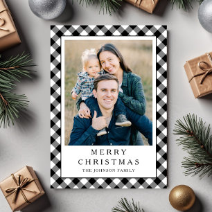 Festive Gingham Photo Christmas Holiday Card