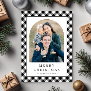 Festive Gingham Photo Christmas Holiday Card