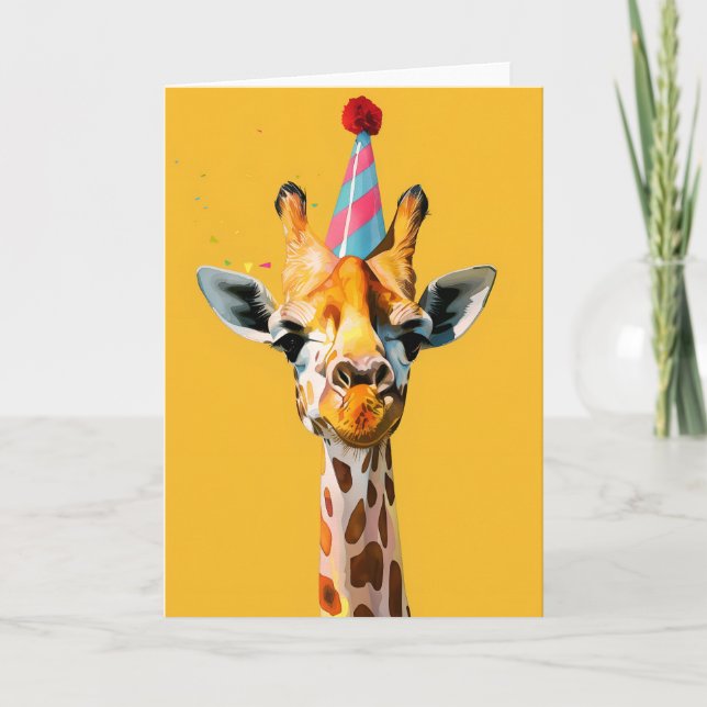 Festive Giraffe Party Greeting Card (Front)