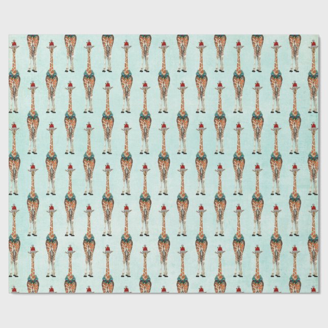 FESTIVE GIRAFFE Wrapping Paper (Flat)