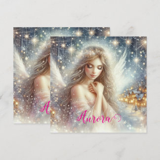 Festive Girly Watercolor Ethereal Frost Snow Angel Holiday Card